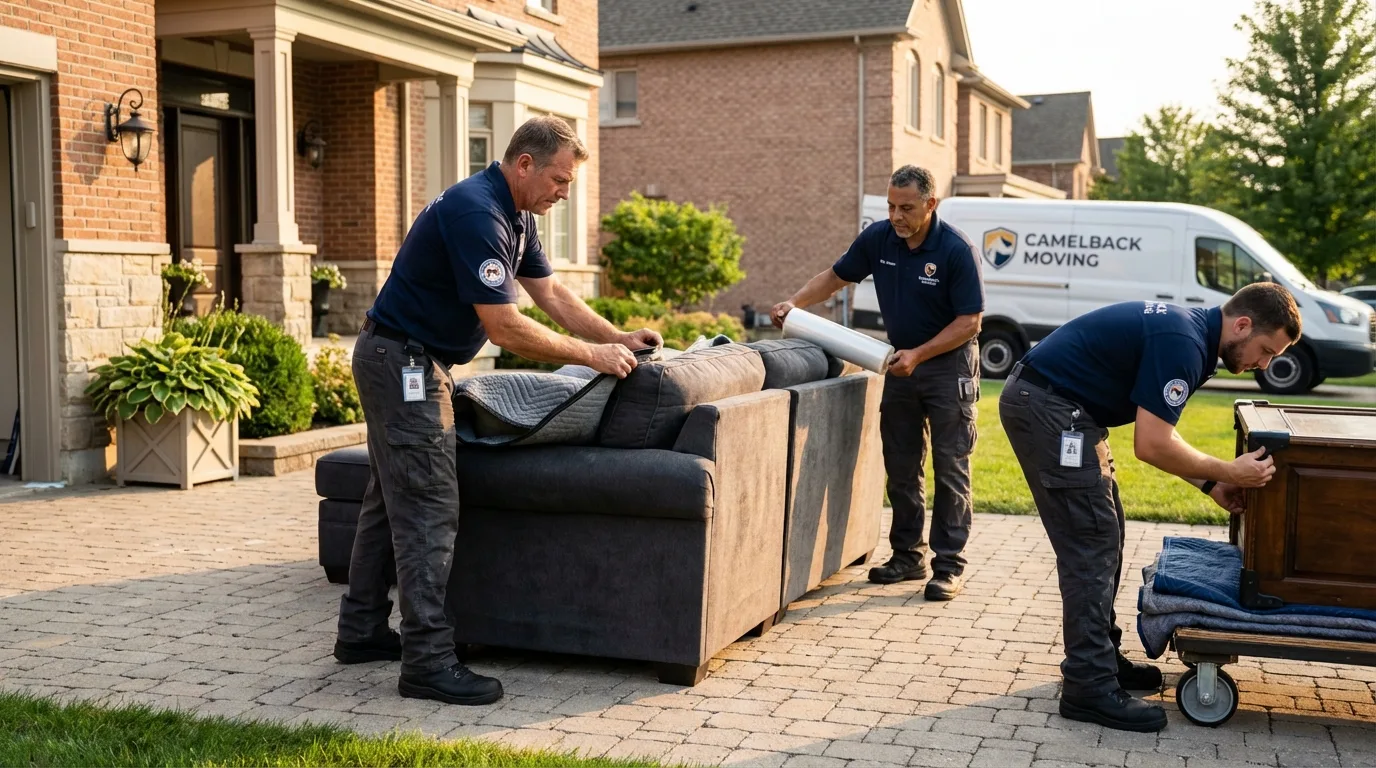 Large estate moving crew wrapping furniture in Independence, KS